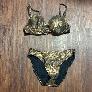 Sun Streak 90s Gold Snake Print Bikini Set